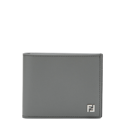 Squared FF Wallet Light Gray Calf Leather