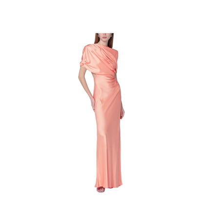 Pink Shiny Satin Maxi Dress