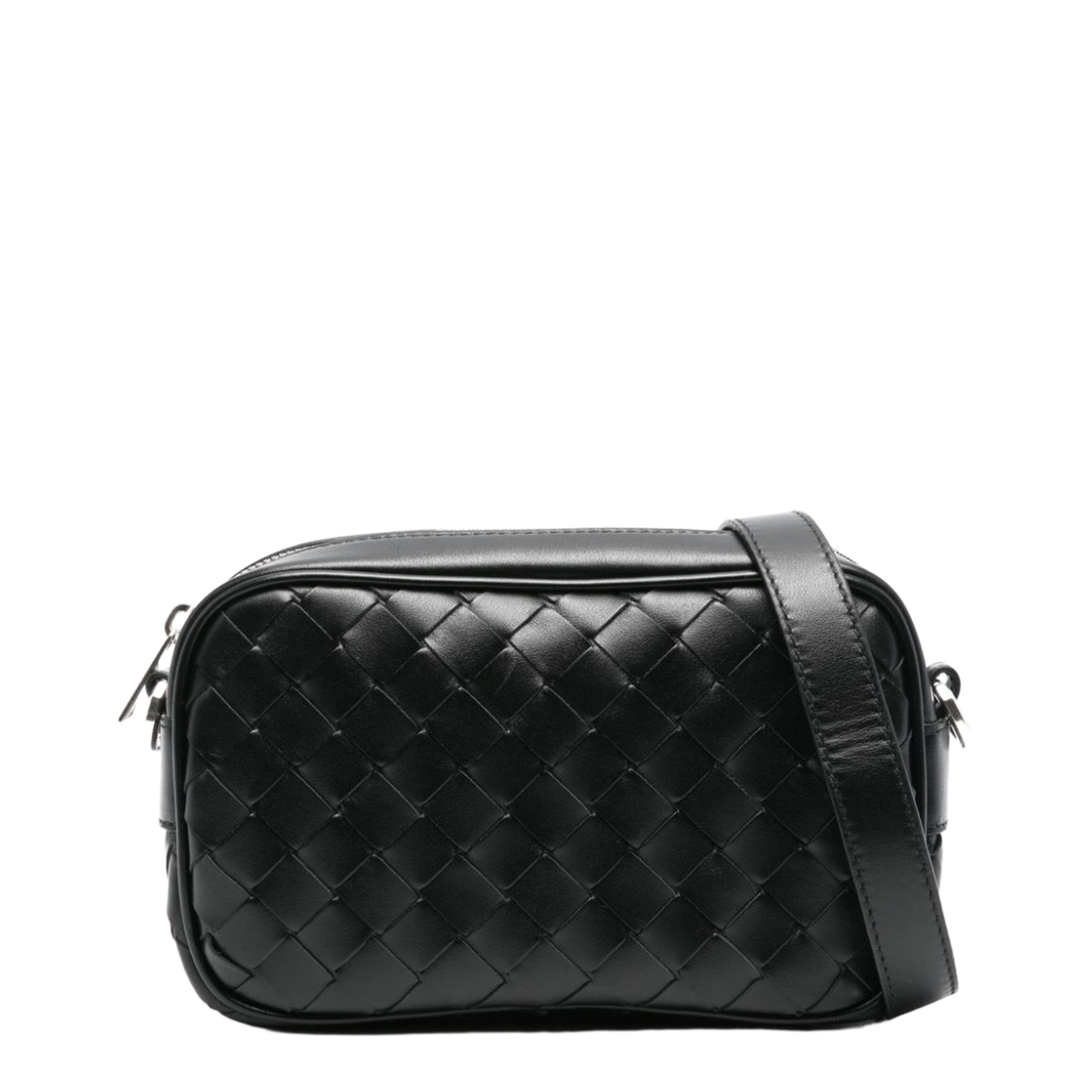 Intrecciato Mini Leather Camera Bags - Black