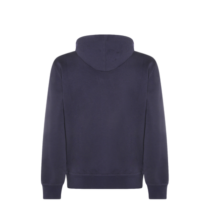 Zipped Cotton Fleece Sweater Blue