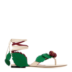 Ivory Leather Cherryfic Thong Sandals