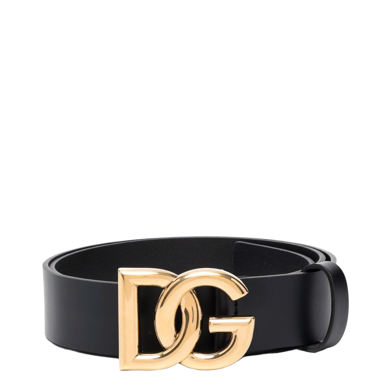 Lux Leather Belt with Crossover Logo Buckle
