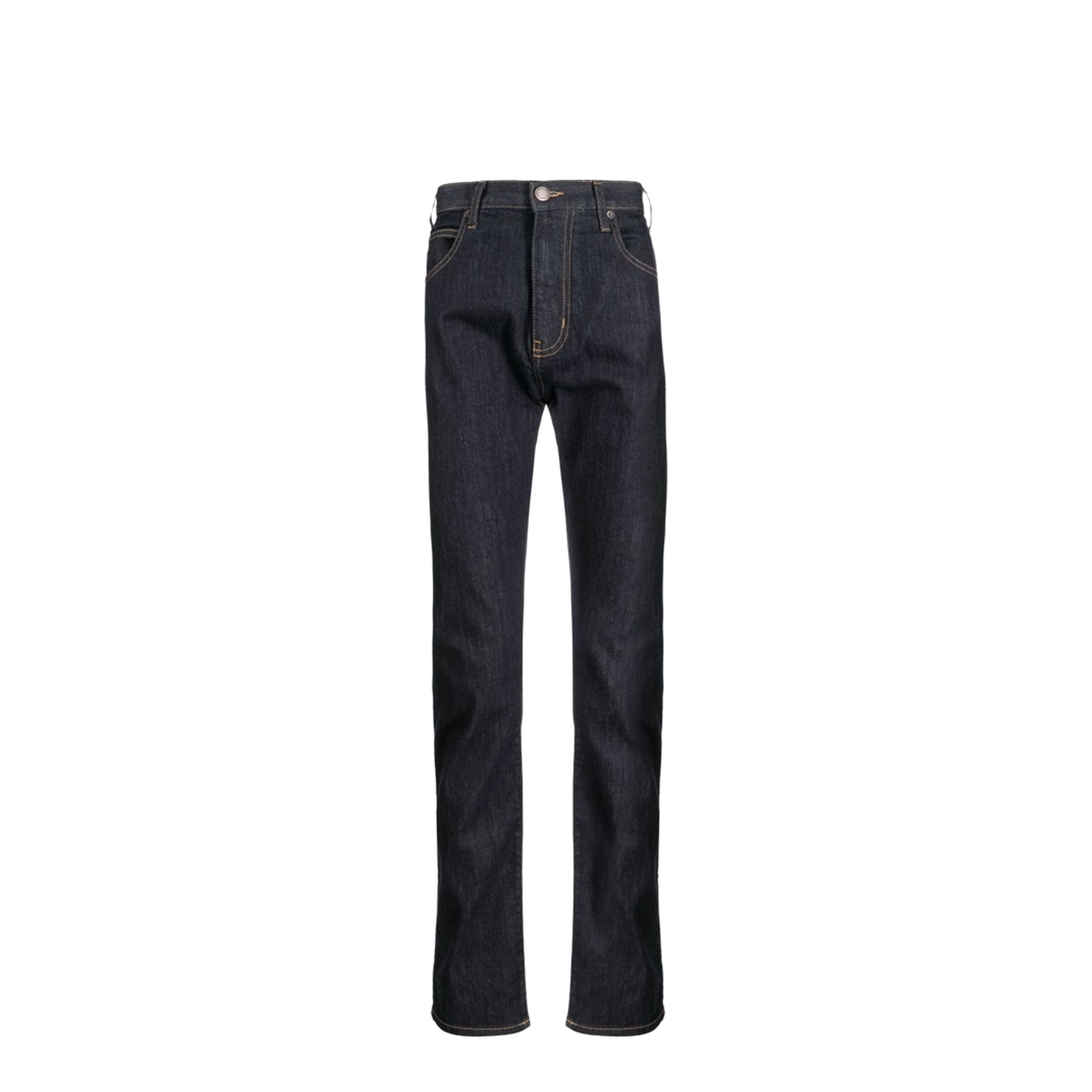 Indigo Blue Stretch-Cotton Dark Wash Low-Rise Slim Cut Jeans