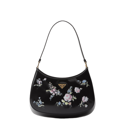 Leather Handle Bag with Enamel Triangle Logo