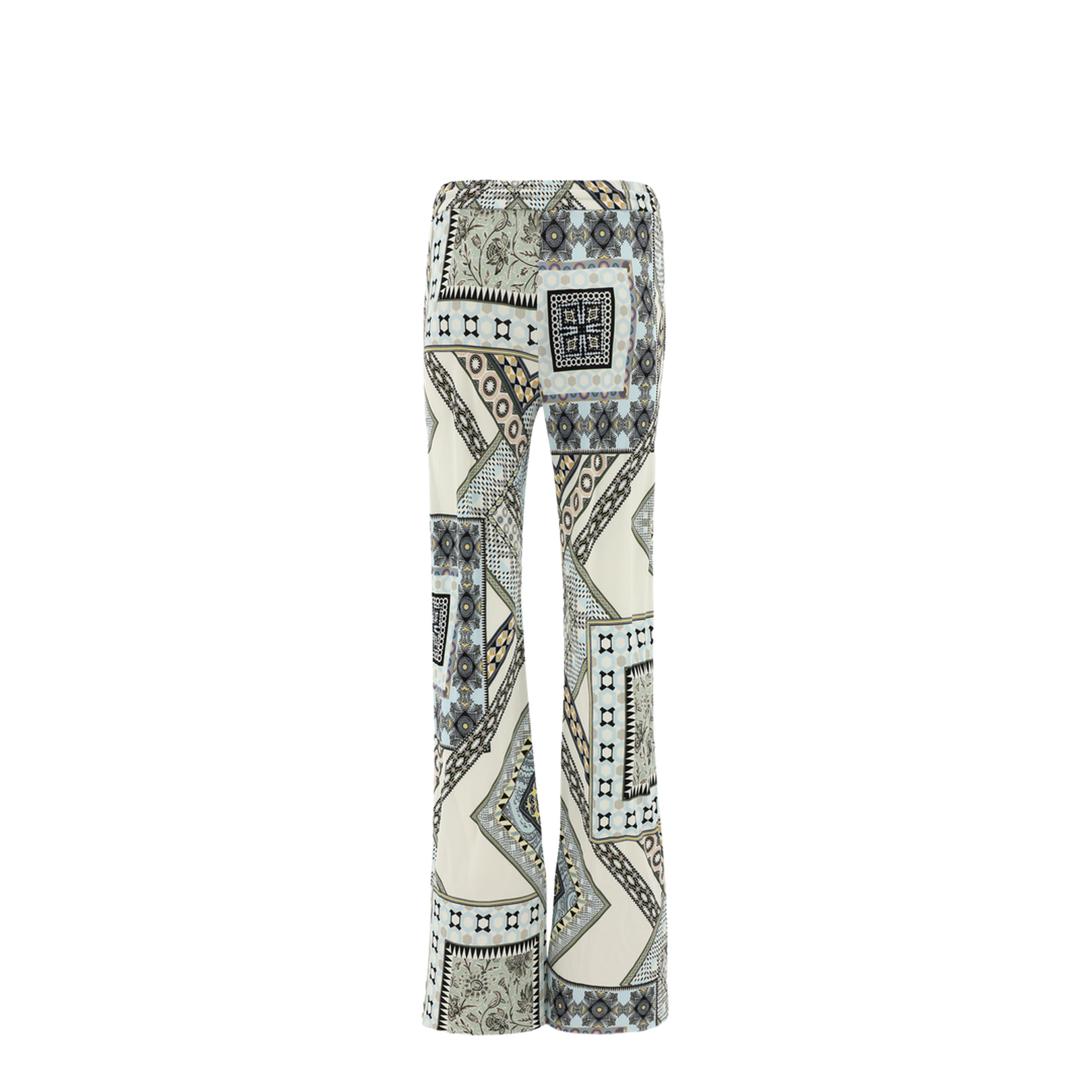 Straight Leg Trousers with Fantasy - Light Blue