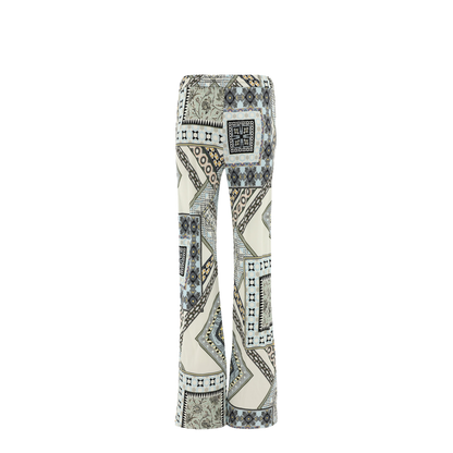 Straight Leg Trousers with Fantasy - Light Blue