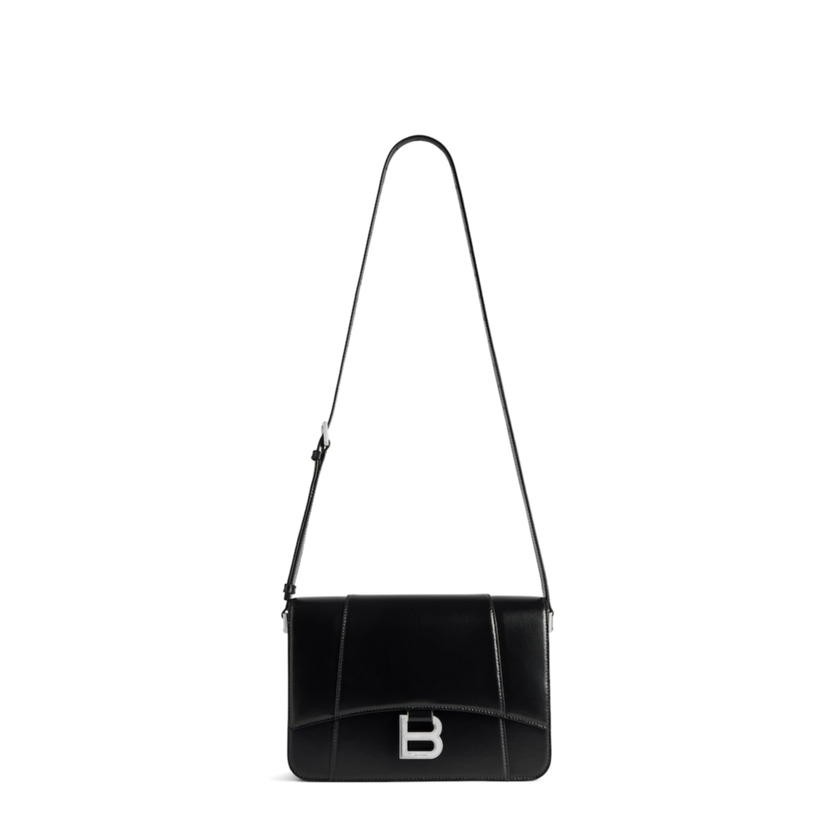 Hourglass Medium Flap Bag in Black