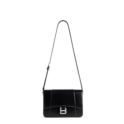 Hourglass Medium Flap Bag in Black