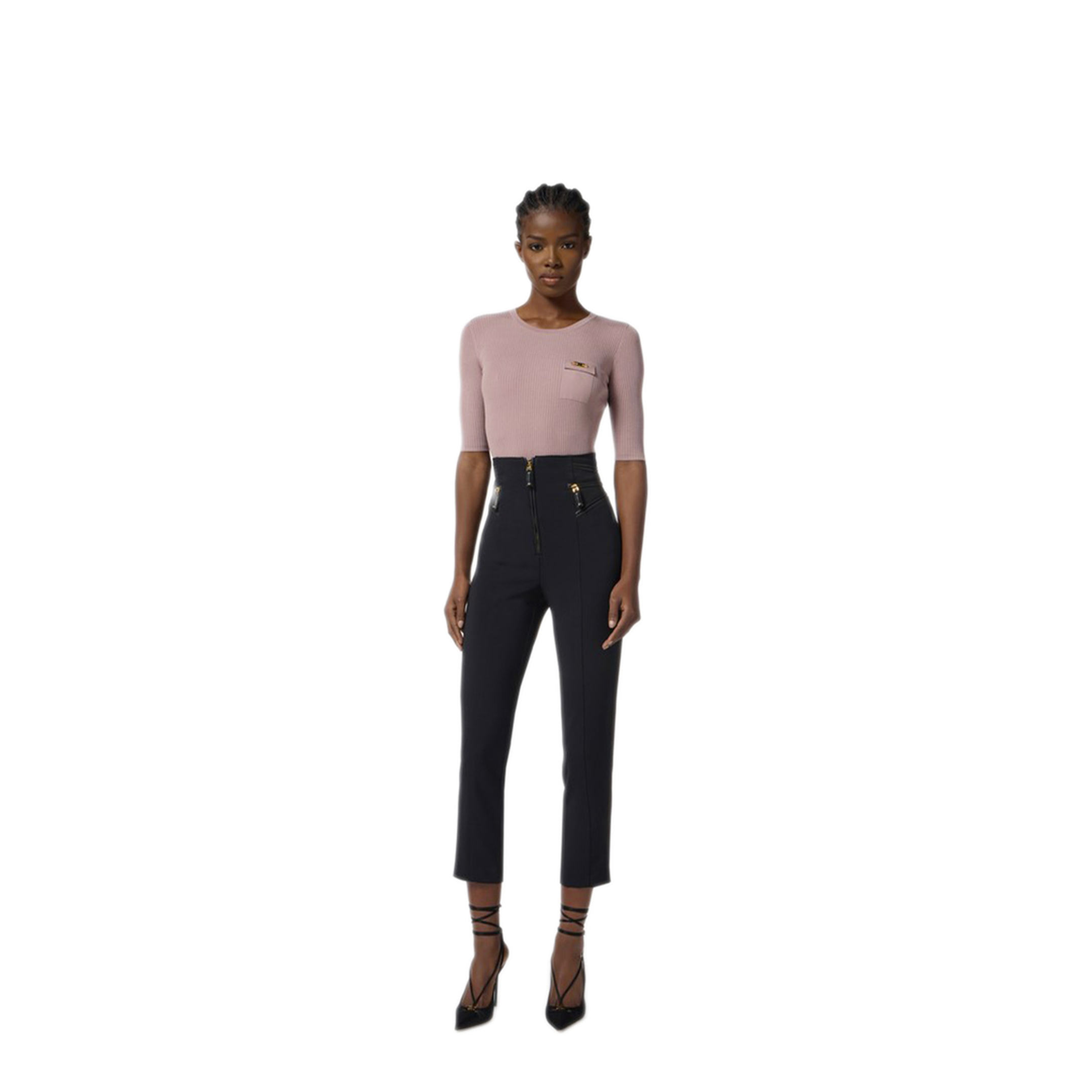 MAYFEYR - Elisabetta Franchi - Black Trousers - PA11956E2110