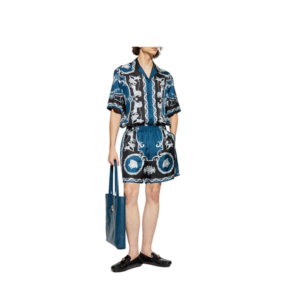 Silk Shorts Blue Black