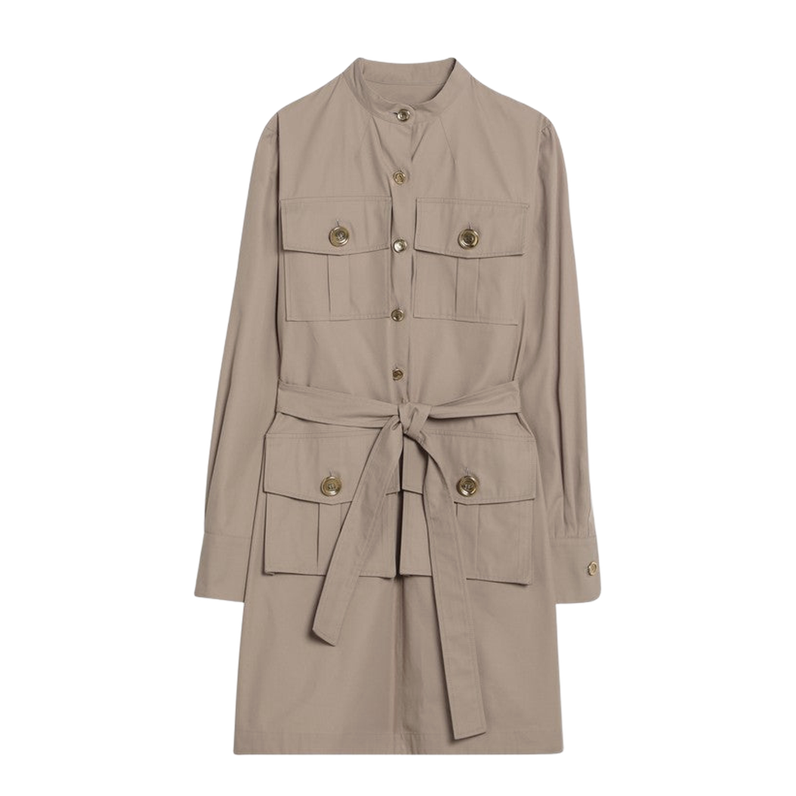 Taupe Safari Dress in Poplin