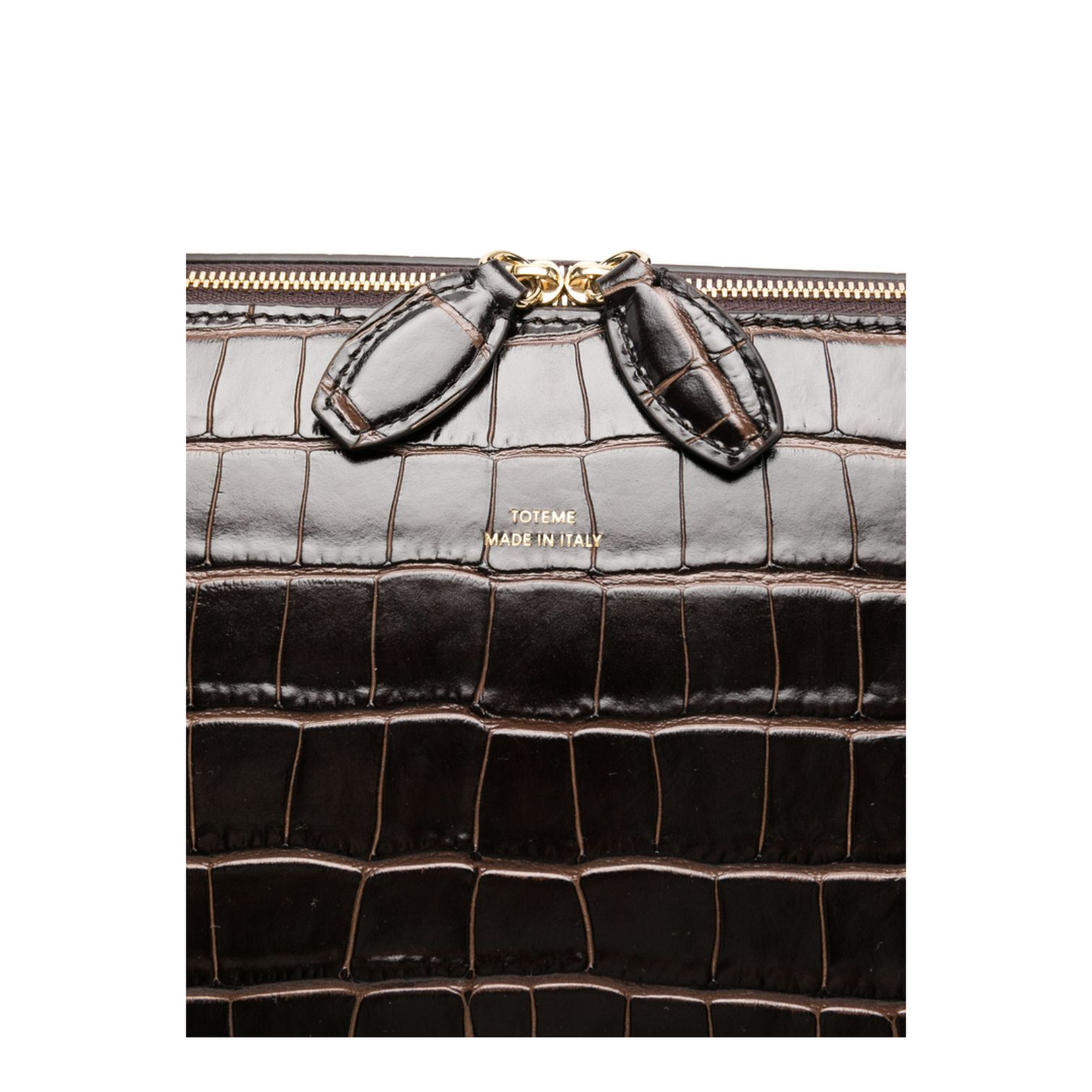 Coffee Brown Croco-Embossed Leather Bag