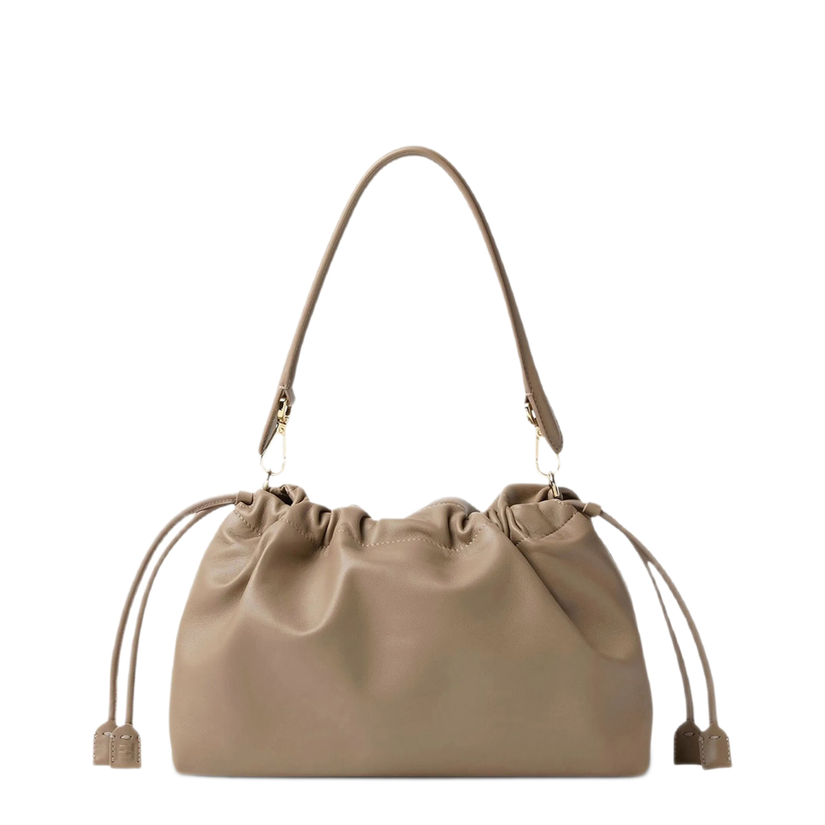 Baguette Soft Large Lambskin One Shoulder Bag - Taupe