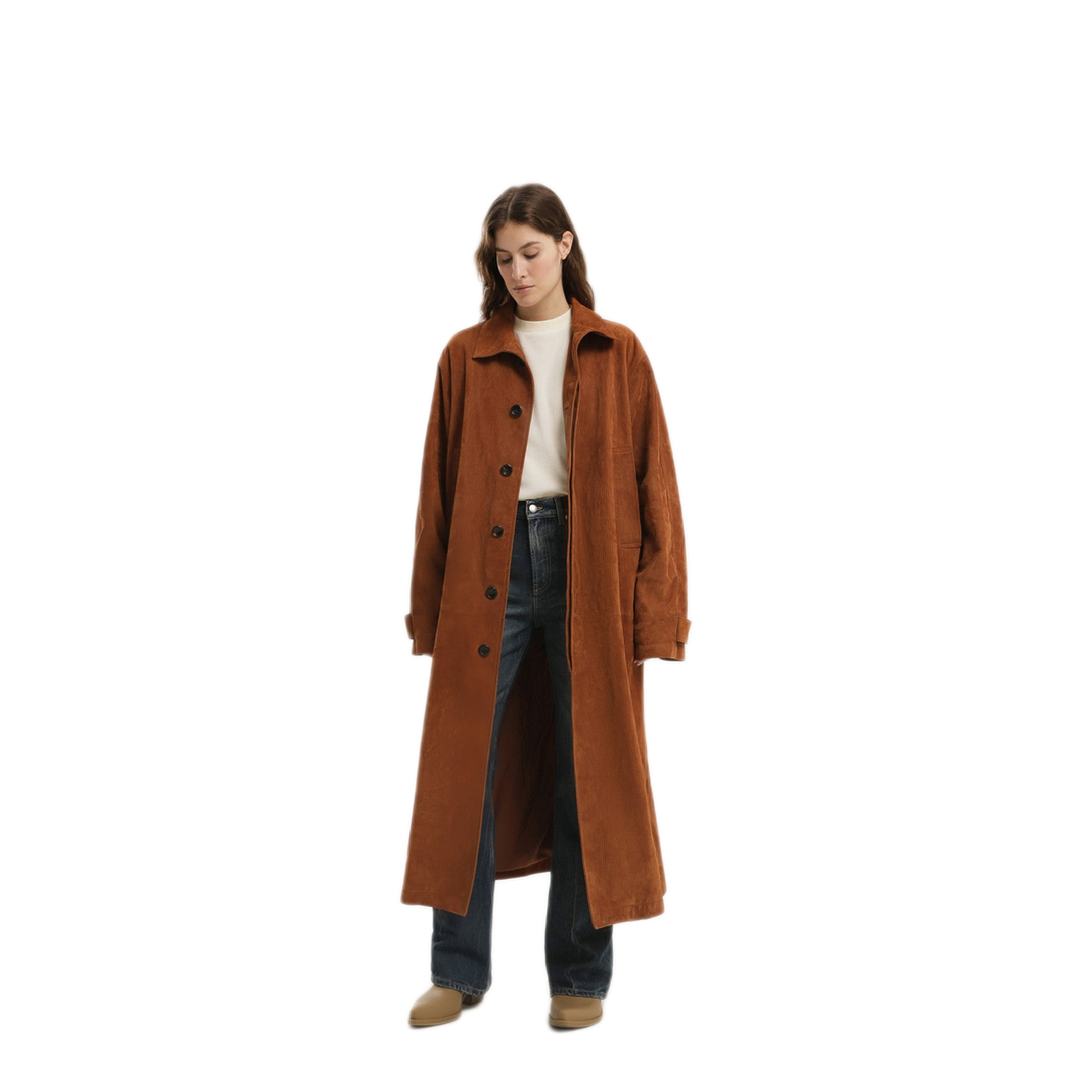 MAYFEYR - 1989 STUDIO - Brown Corduroy Leather Mackintosh Coat - F04WLB006LEA0012400