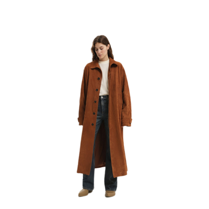 MAYFEYR - 1989 STUDIO - Brown Corduroy Leather Mackintosh Coat - F04WLB006LEA0012400