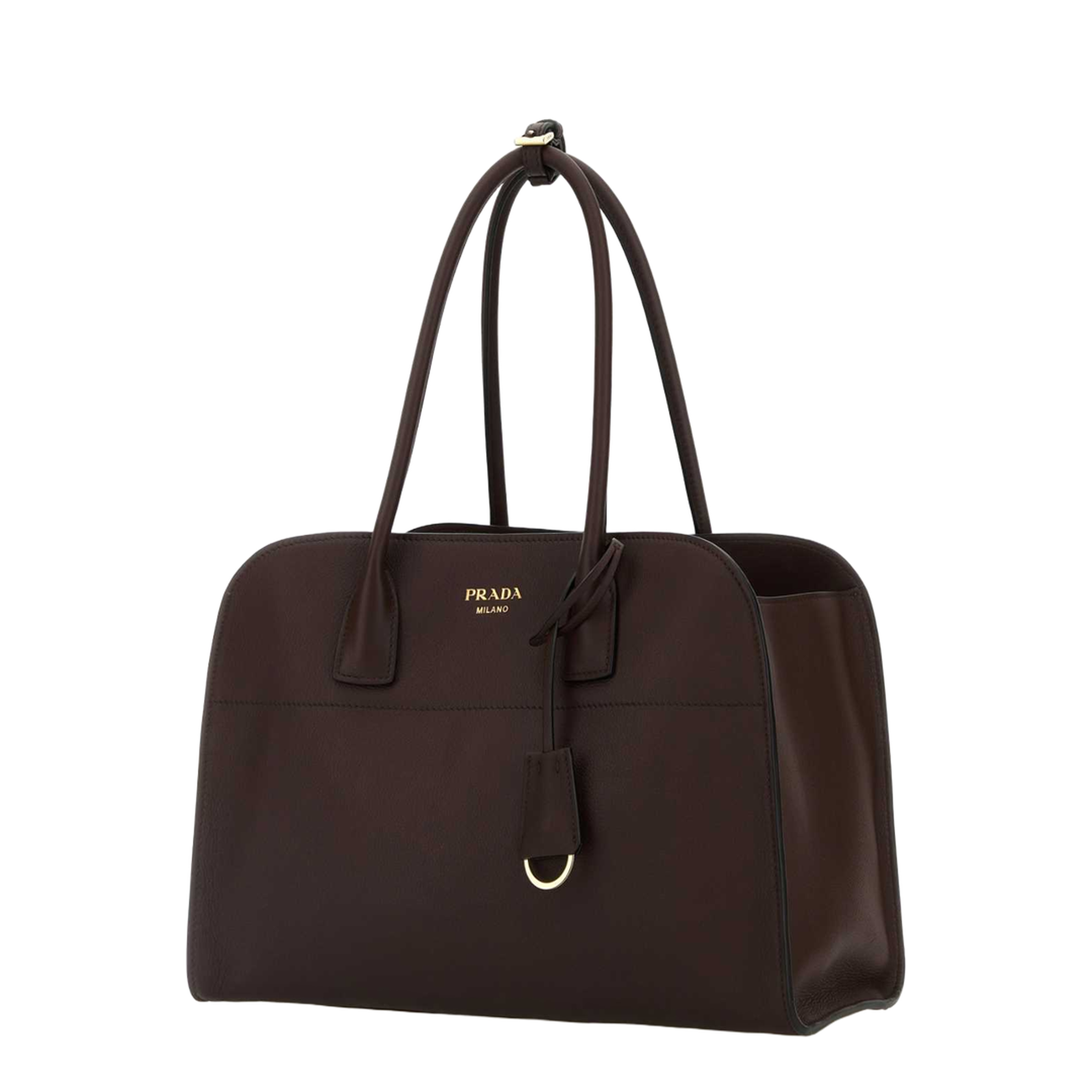 Aubergine Leather Medium Shopping Bag