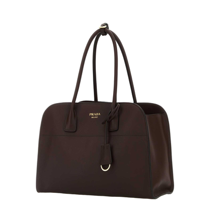 Aubergine Leather Medium Shopping Bag