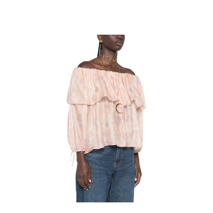 MAYFEYR - Chloè - Printed Silk Off The Shoulder Top - CH26AHT453096ZA