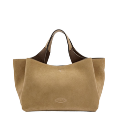Mini Calfskin Suede Tote - Brown