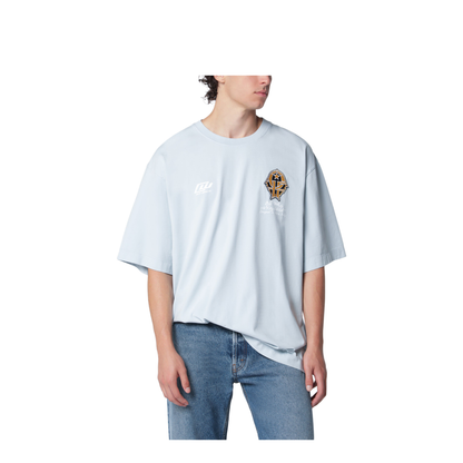 MAYFEYR -  - Light Blue T-Shirt With Logo Prints - OMAA120S26JER00W4050