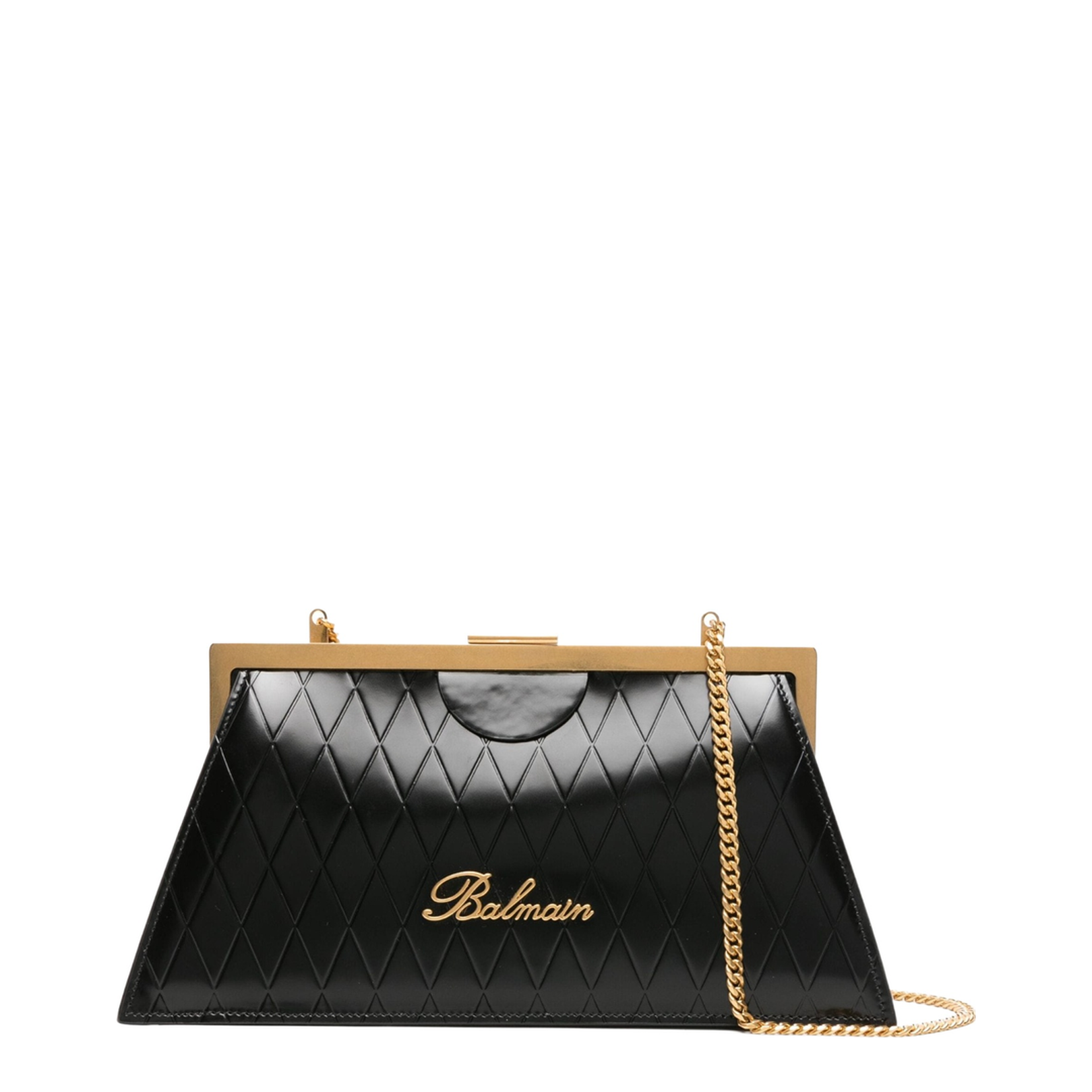Shoulder Bag with Logo and Embossed Grid Pattern