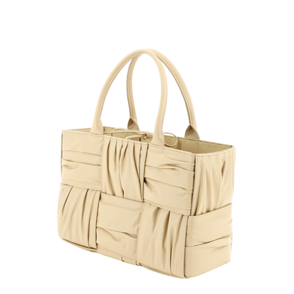 Small Arco Tote Bag In Beige Porridge & M Brass