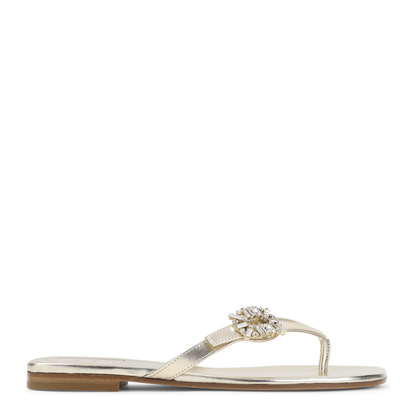 MAYFEYR - Roger Vivier - Light Gold Leather Strass B Flip Flops - RVW81744970KACG005ORO