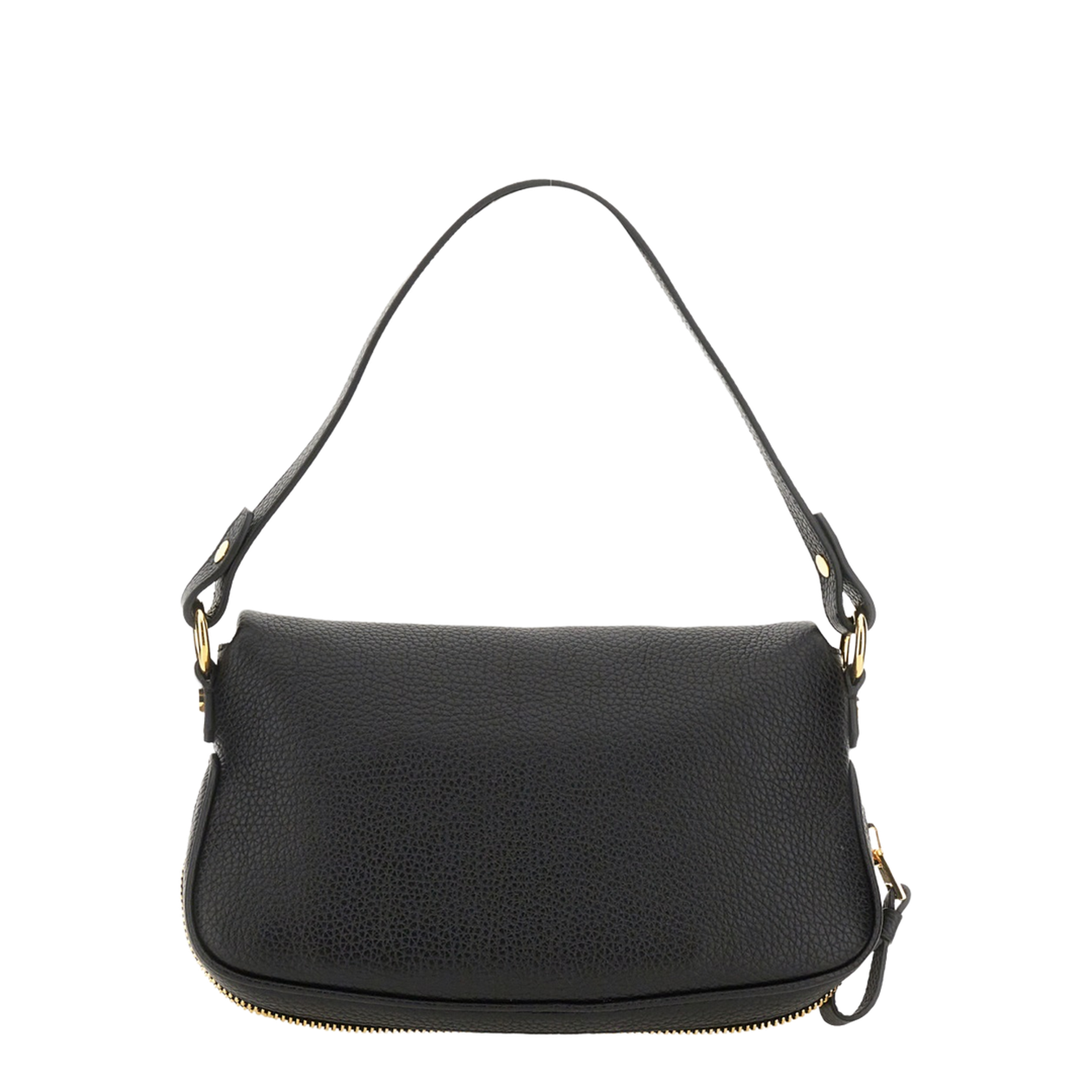 Folded-Design Pebbled-Leather Shoulder Bag