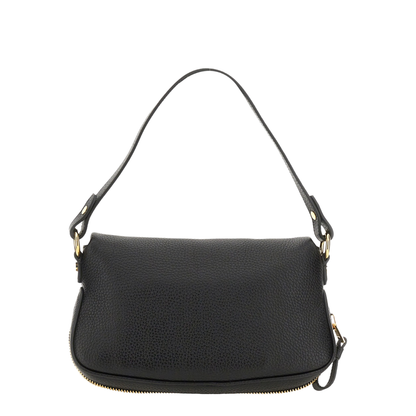 Folded-Design Pebbled-Leather Shoulder Bag