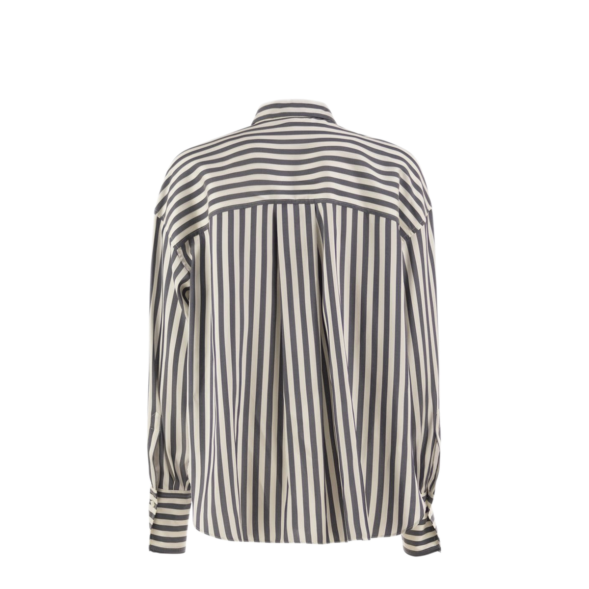 MAYFEYR - Brunello Cucinelli - Striped Silk Shirt With Knitted Insert - MG702M3X06C003