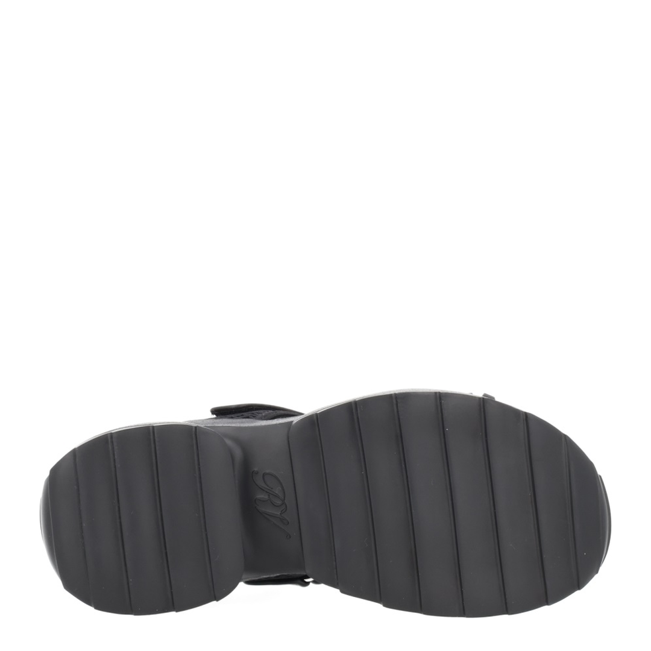 On The Run Black Leather And Textile Sandals