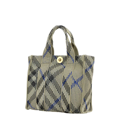 Embroidered Fabric Check Mini Handbag In Lichen
