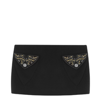 Black Wool Mini Skirt
