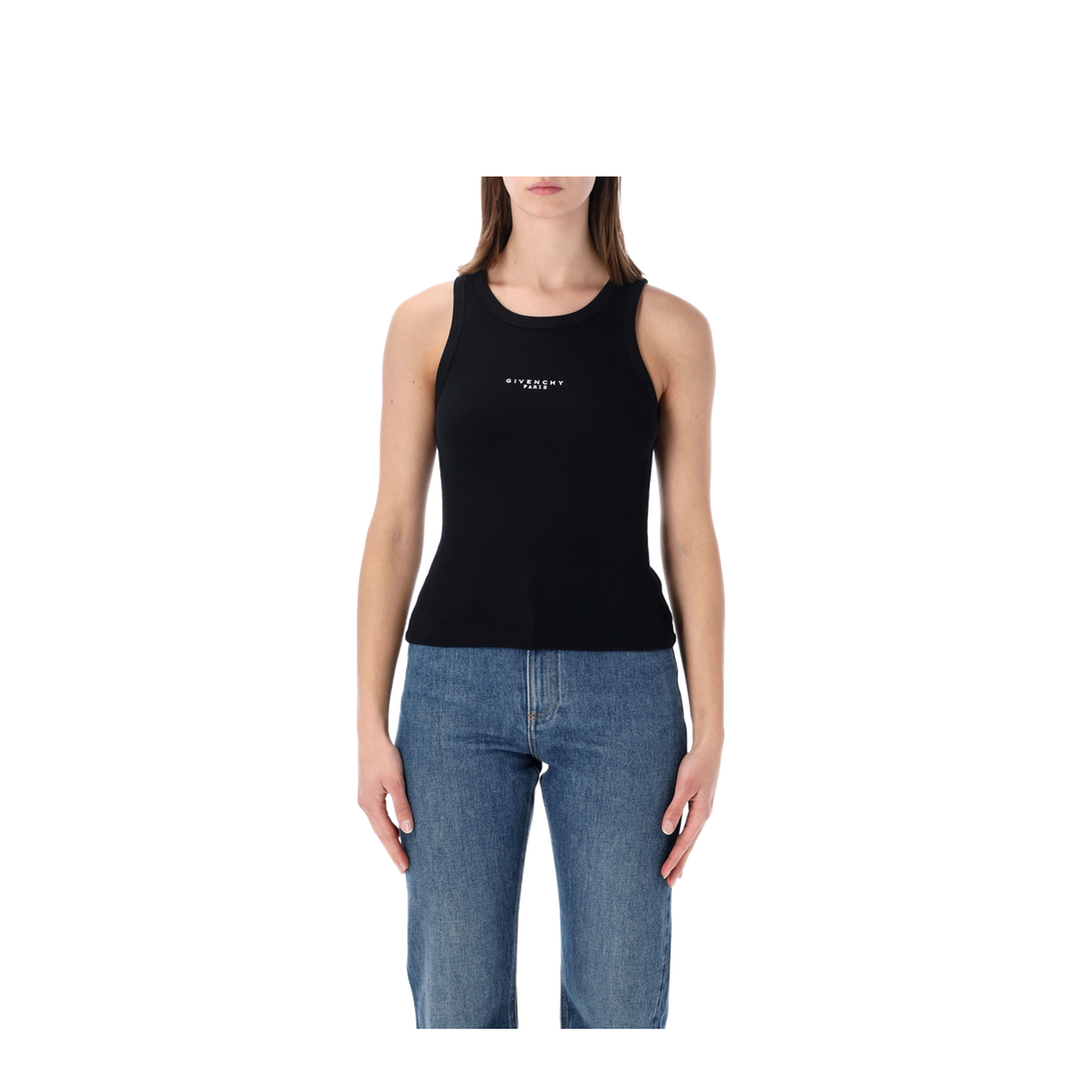 Black Slim-Cut Tank Top with Logo