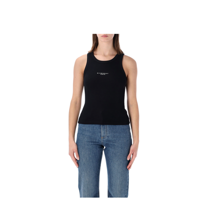 Black Slim-Cut Tank Top with Logo