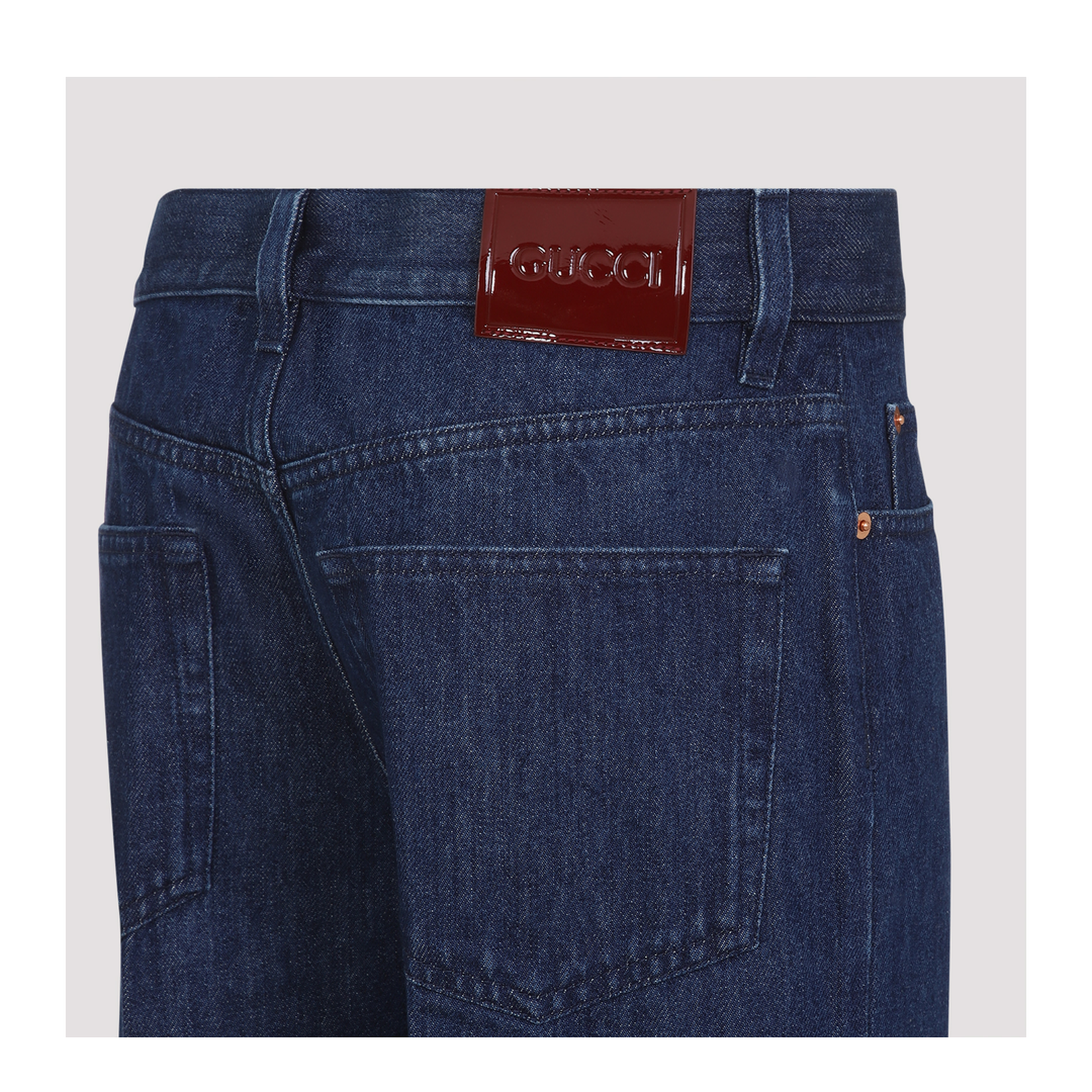 Straight Fit Denim Pants in Dark Blue