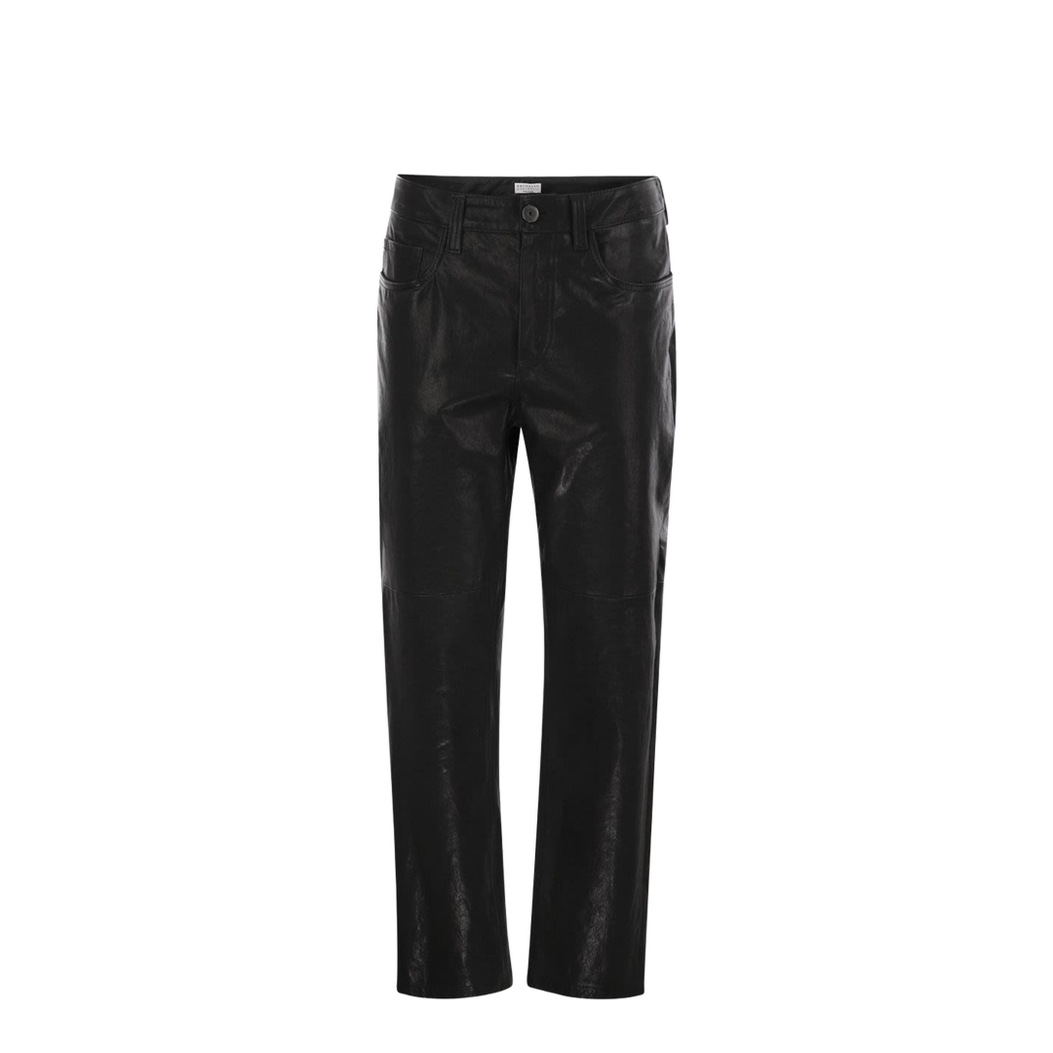 Wide Five-Pocket Trousers in Smooth Nappa Leather