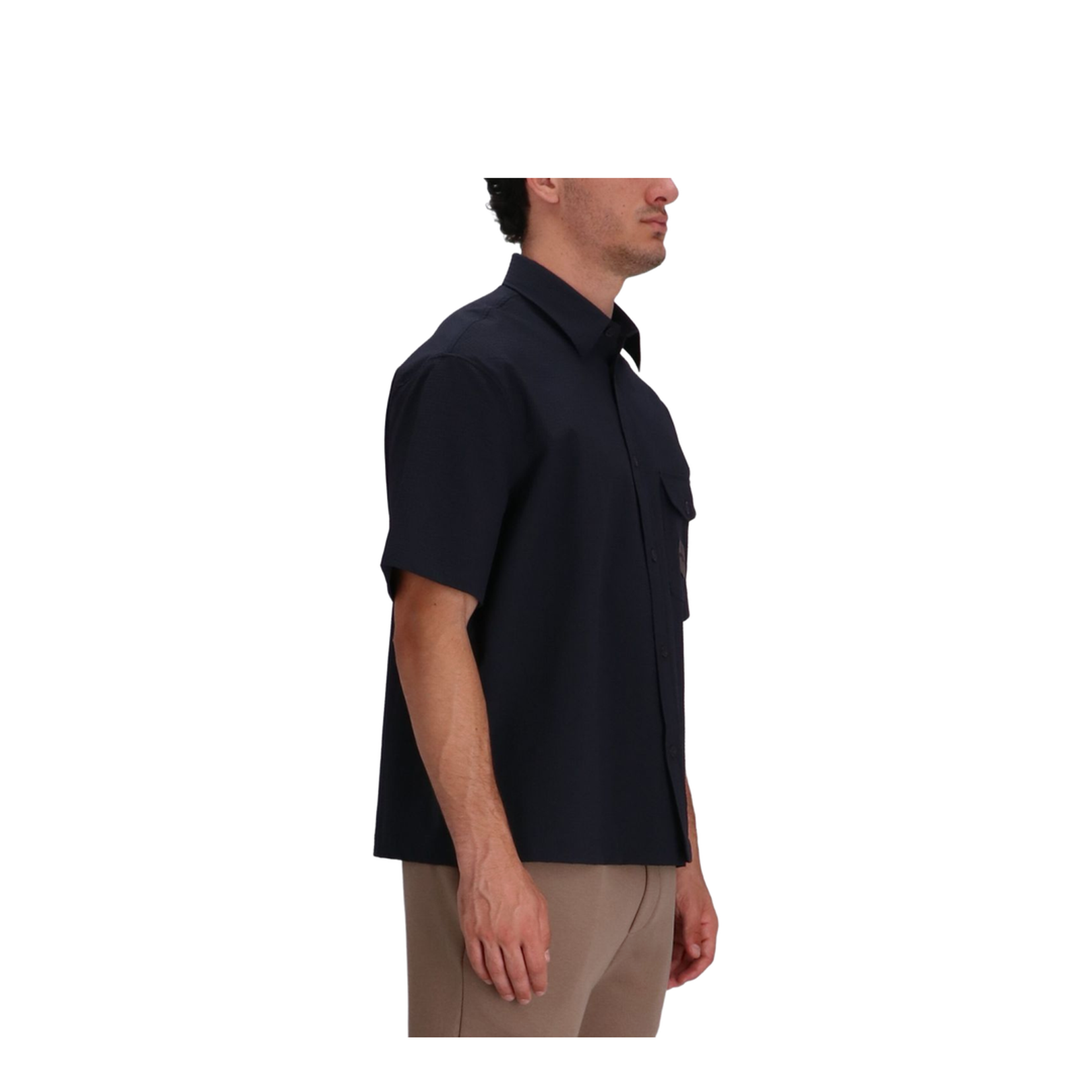 Short-sleeved Oversized Shirt in Nylon Seersucker