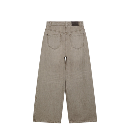 Wide-leg desert-colored jeans