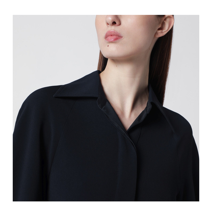 Navy Blue Midi Shirt Dress