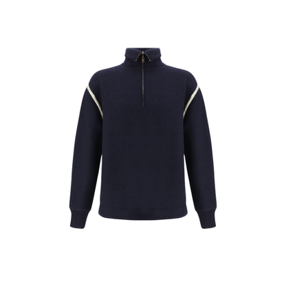 Wool Half Zip High Neck Sweater