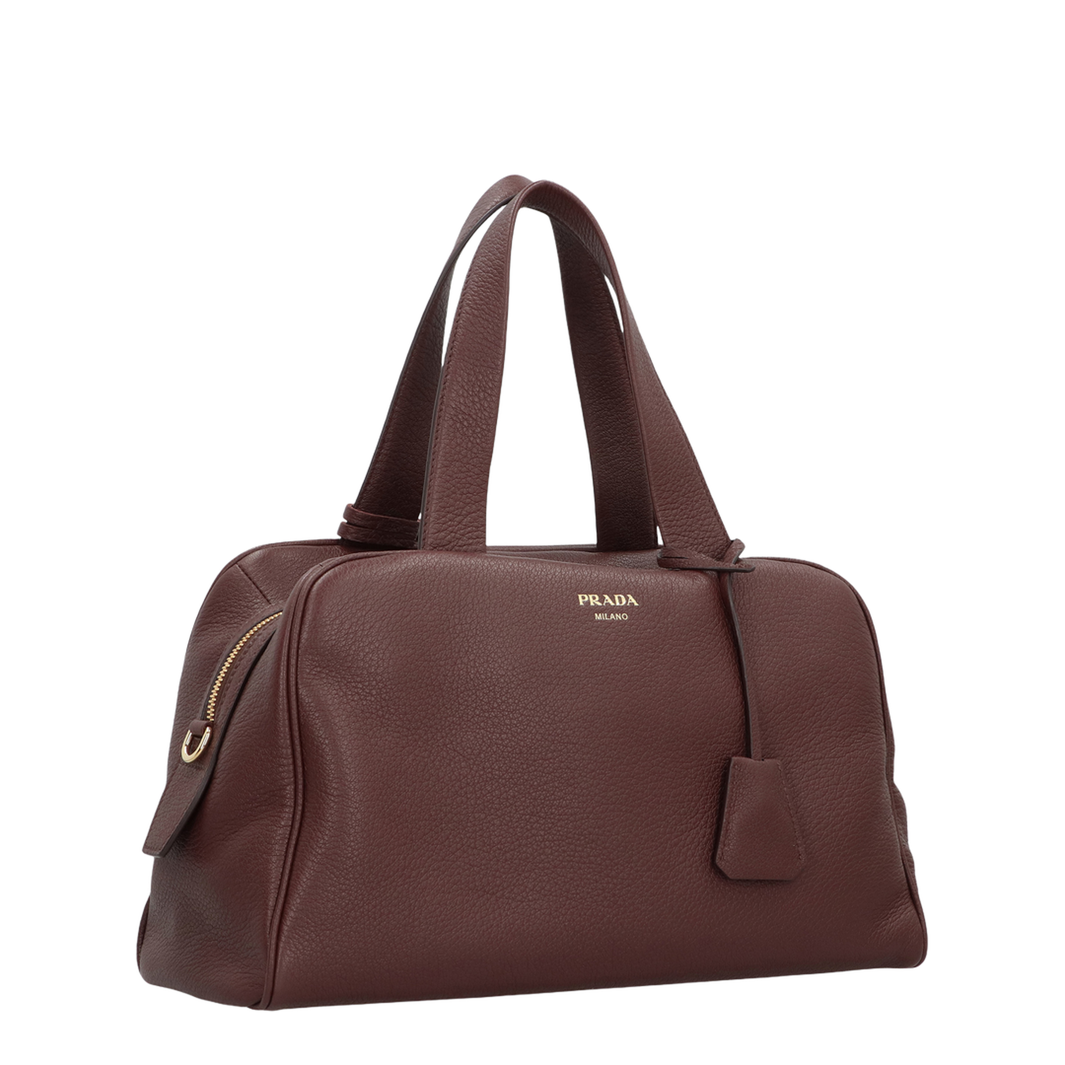 Bowling Bag in Grainy Leather Brown