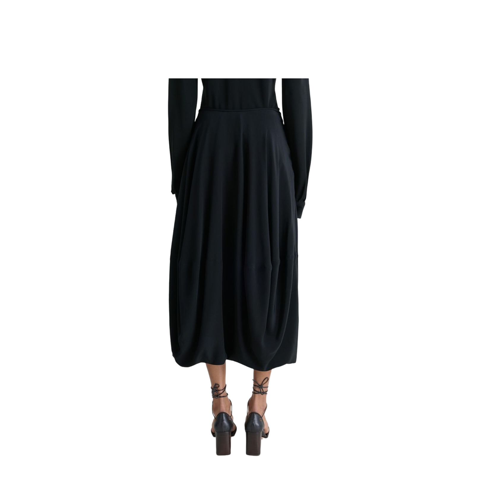 Balloon Skirt Silk Crepe de Chine Black