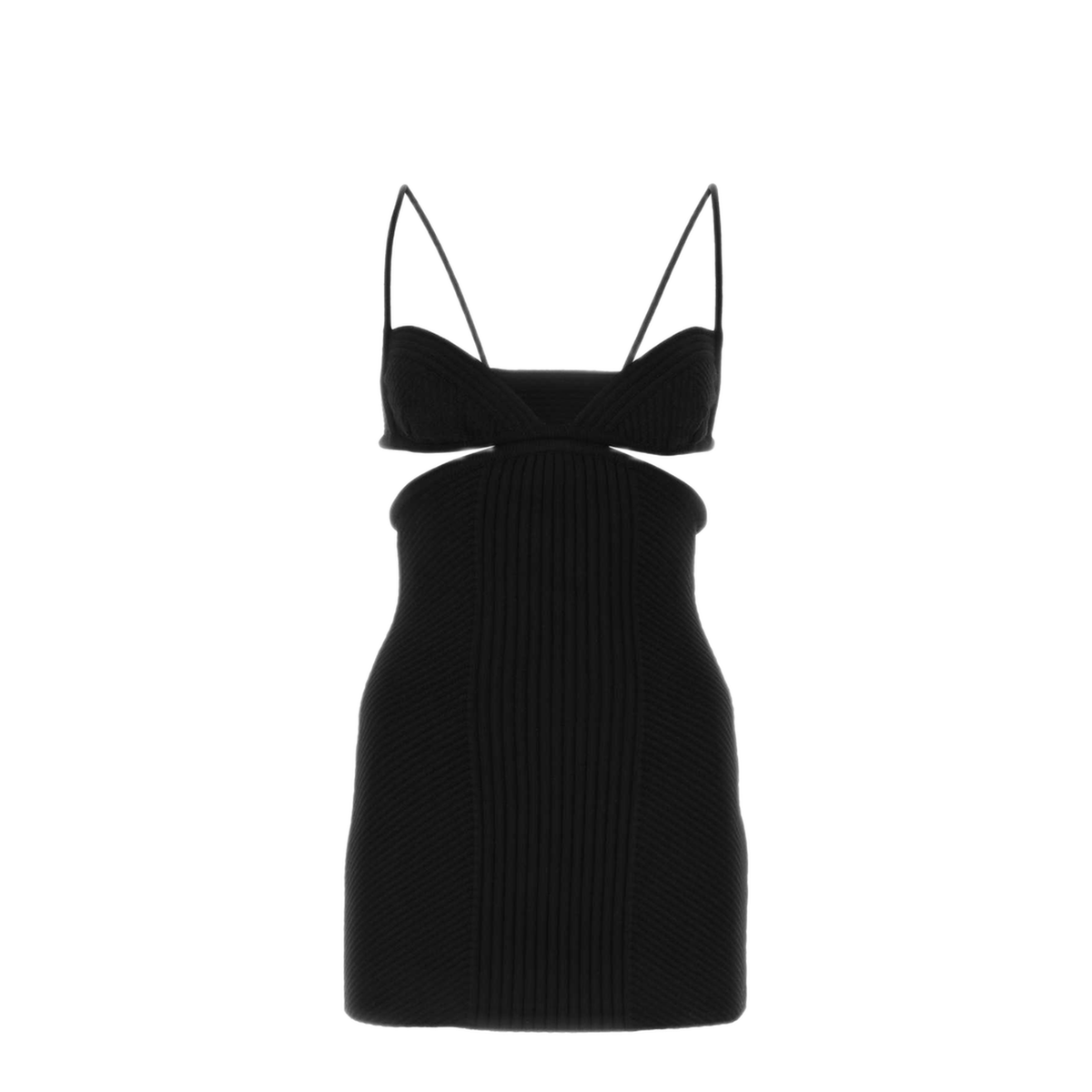 Black Cut Out Ribbed Mini Dress