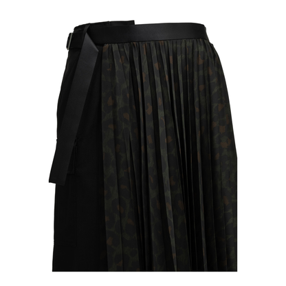 MAYFEYR - Sacai - Pleated Leopard Midi Skirt - 2608781012