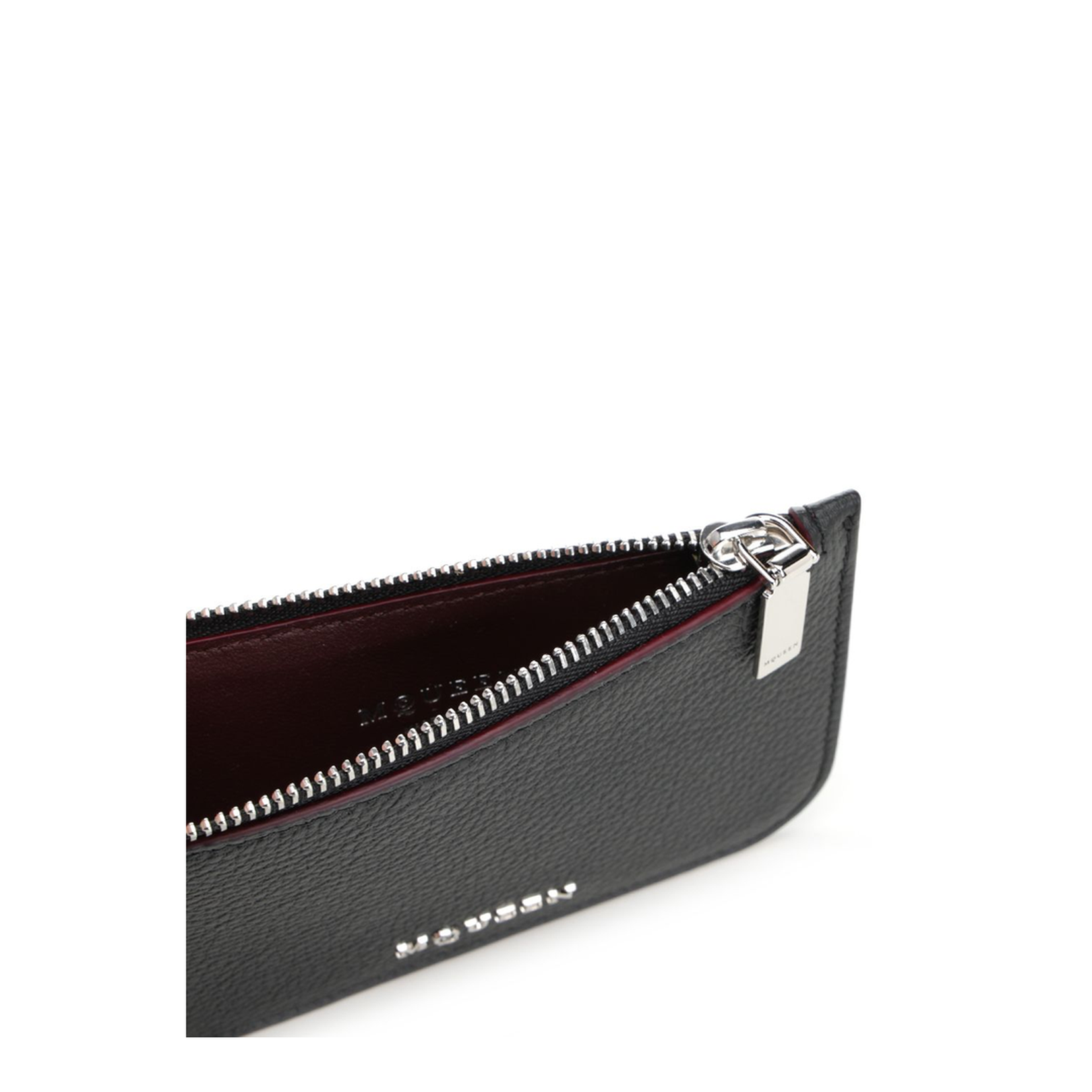 Black Leather Zip Card Holder