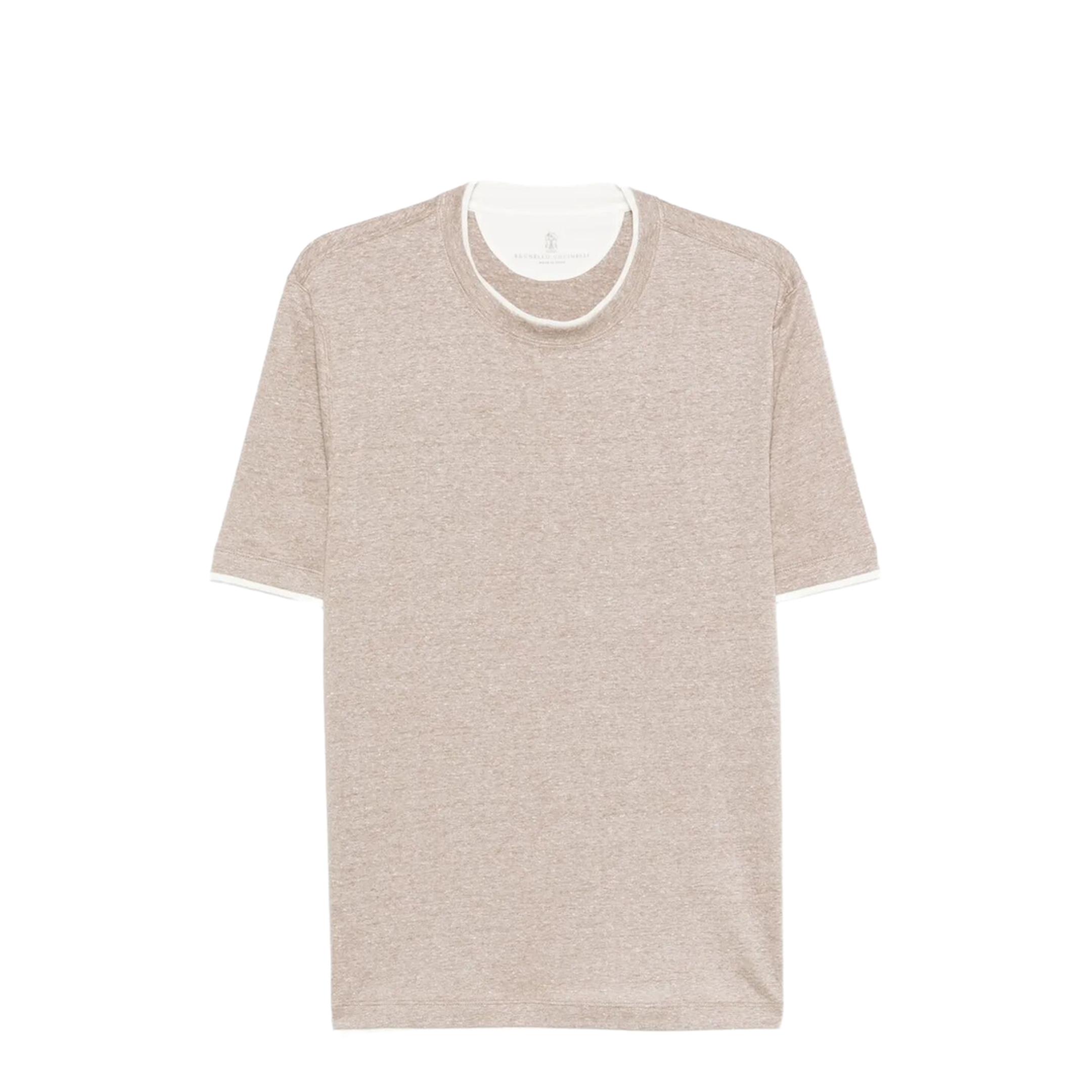 Linen Blend Contrast Hem T-Shirt