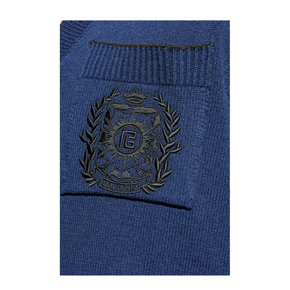 Écusson Embroidered Knit Polo Shirt Navy