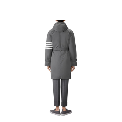 MAYFEYR - Thom Browne - Poly Twill 4-Bar Hooded Down Parka With Belt - MOD091X07259