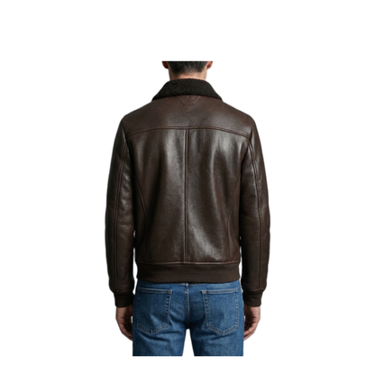 MAYFEYR - Salvatore Santoro - Dark Brown Leather Shearling Bomber Jacket - 51694DARKBROWN
